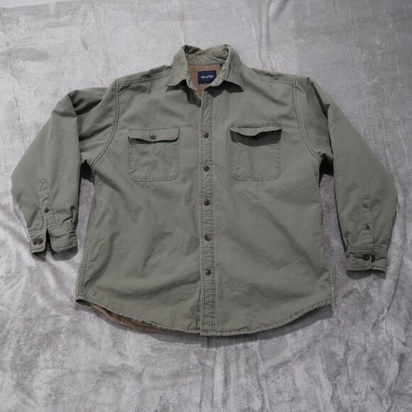 Vintage Puritan Jacket Men L Green Button Up Fleece Lined Heavy Chore Working - Picture 1 of 16